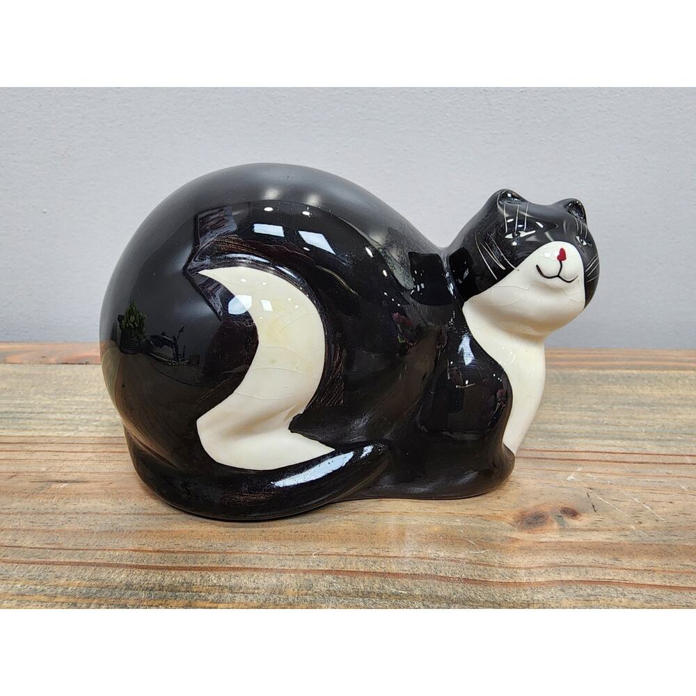 5" Warren Kimble 2002 Boston Warehouse Black White Cat Figurine Sponge Holder